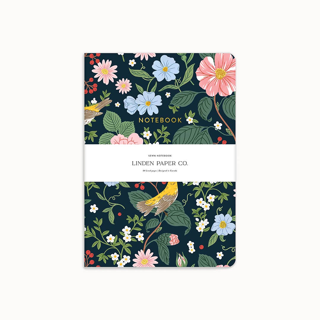 Warbler Floral | Sewn Notebook by Linden Paper Co.