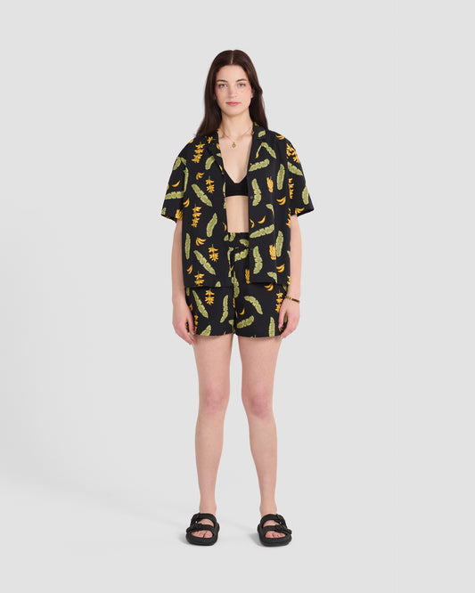 Women's Banana Havana Print Oversized Camp Shirt