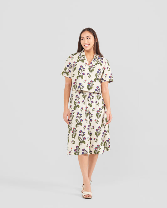 Chemise courte oversize à imprimé floral pour femme