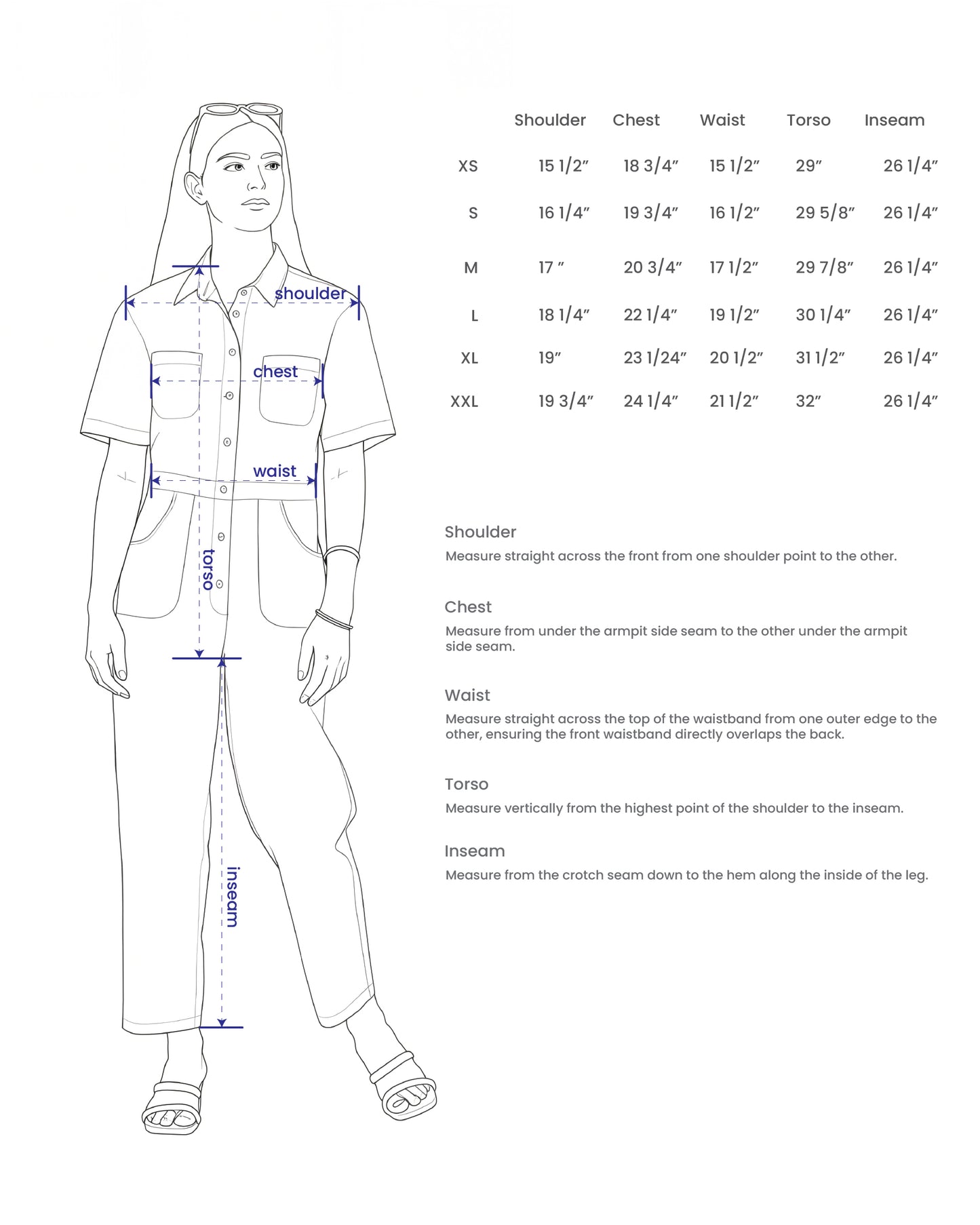 Women's Deep Blue Twill Jumpsuit