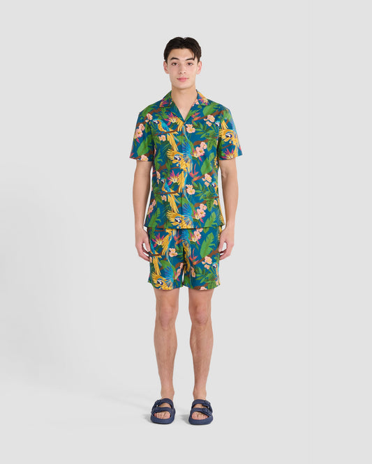 Parrot Paradise Teal Shorts