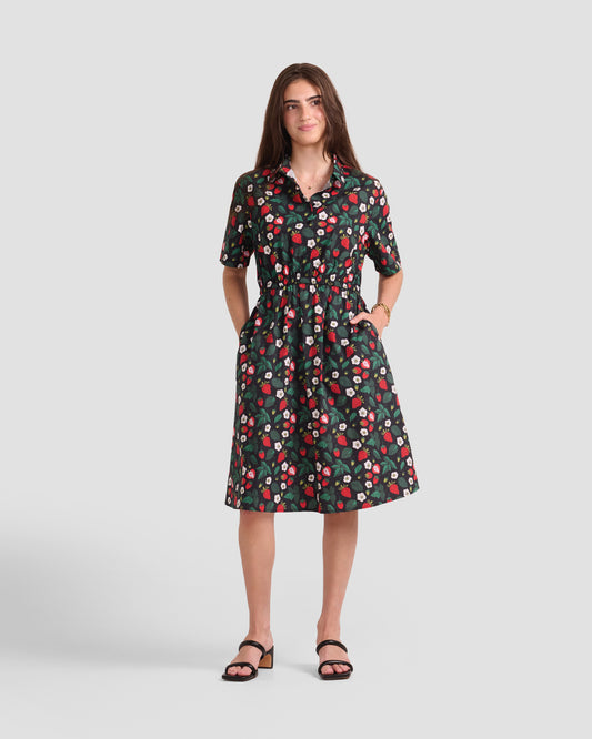 Strawberry Fields Printed Pocket Shirt Dress