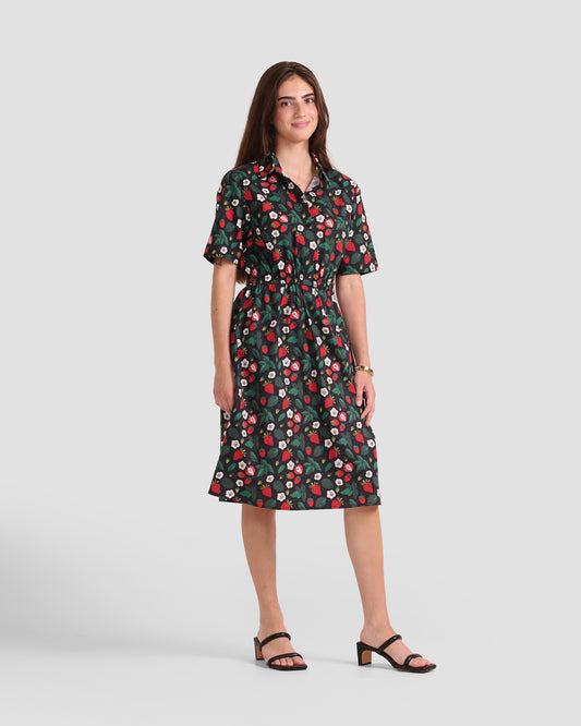 Strawberry Fields Printed Pocket Shirt Dress