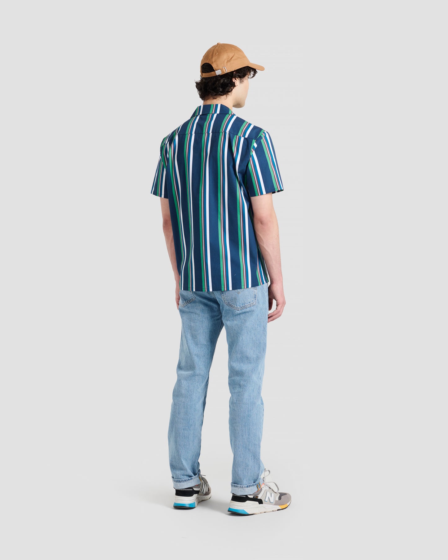 Retro Stripe Navy Print Camp Shirt