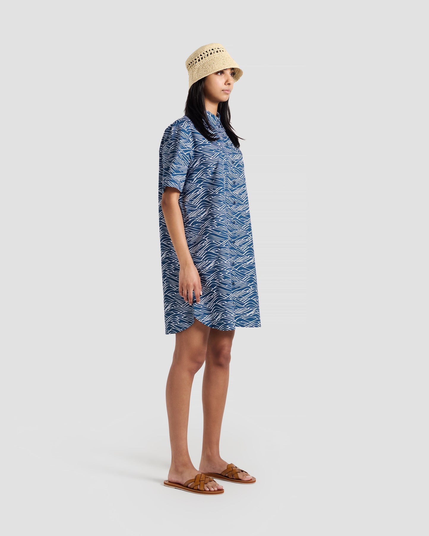 Big Waves Print Shirt Dress