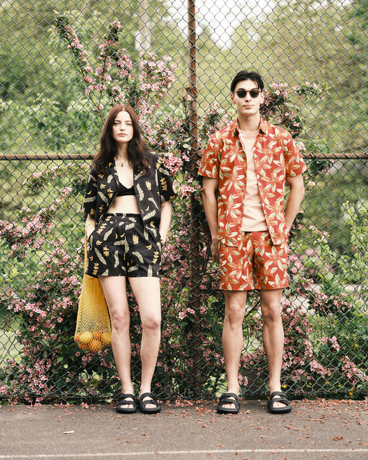 Women's Banana Havana Print Oversized Camp Shirt