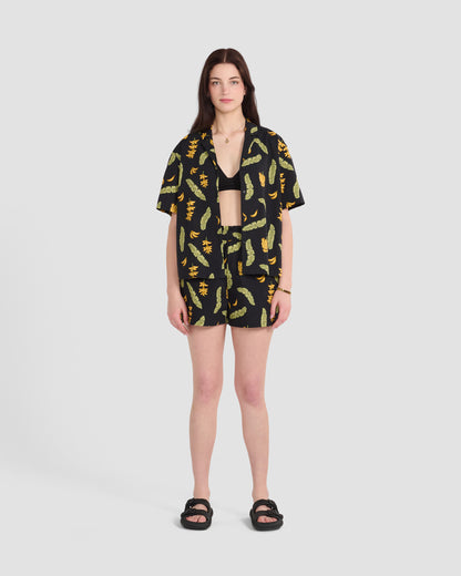 Women's Banana Havana Print Oversized Camp Shirt
