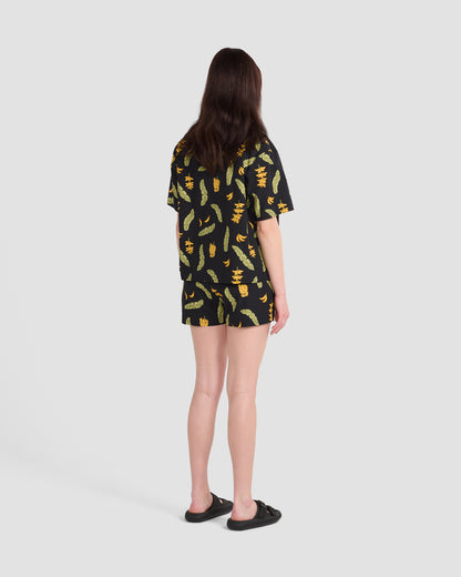 Women's Banana Havana Print Oversized Camp Shirt
