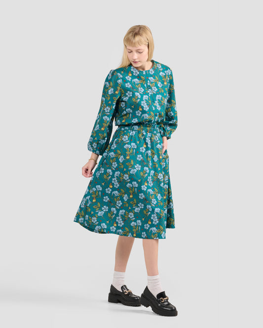 Women's Floral In Flight Print Midi Pocket Skirt