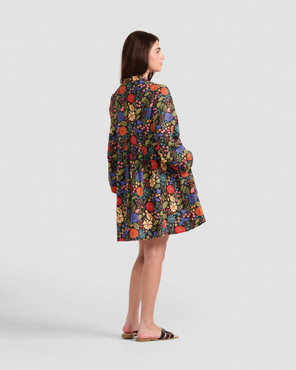 Floral Gallery Printed Boho Puff Sleeve Mini Dress With Pockets