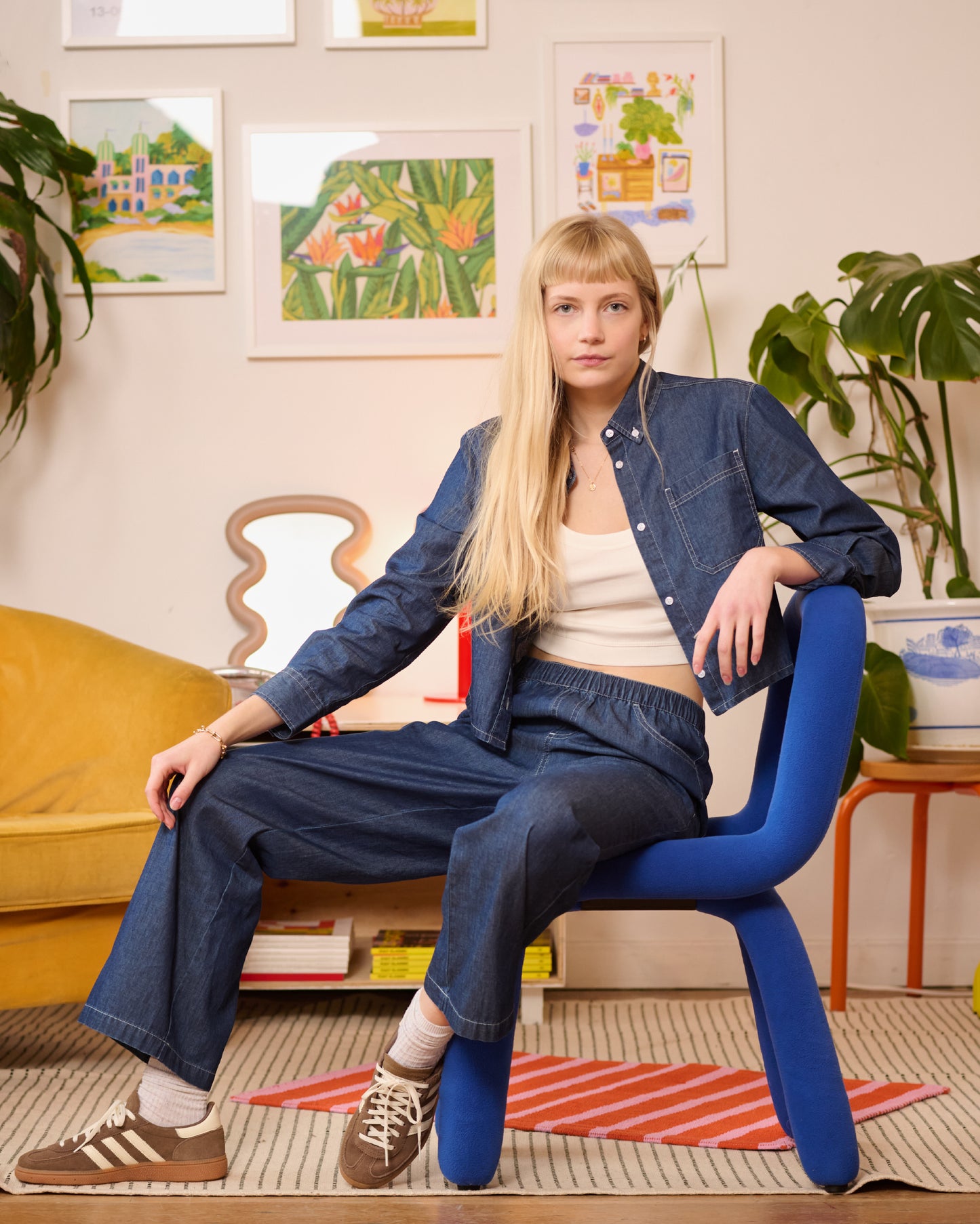 Women's Chambray Denim Women's Pull On Pant