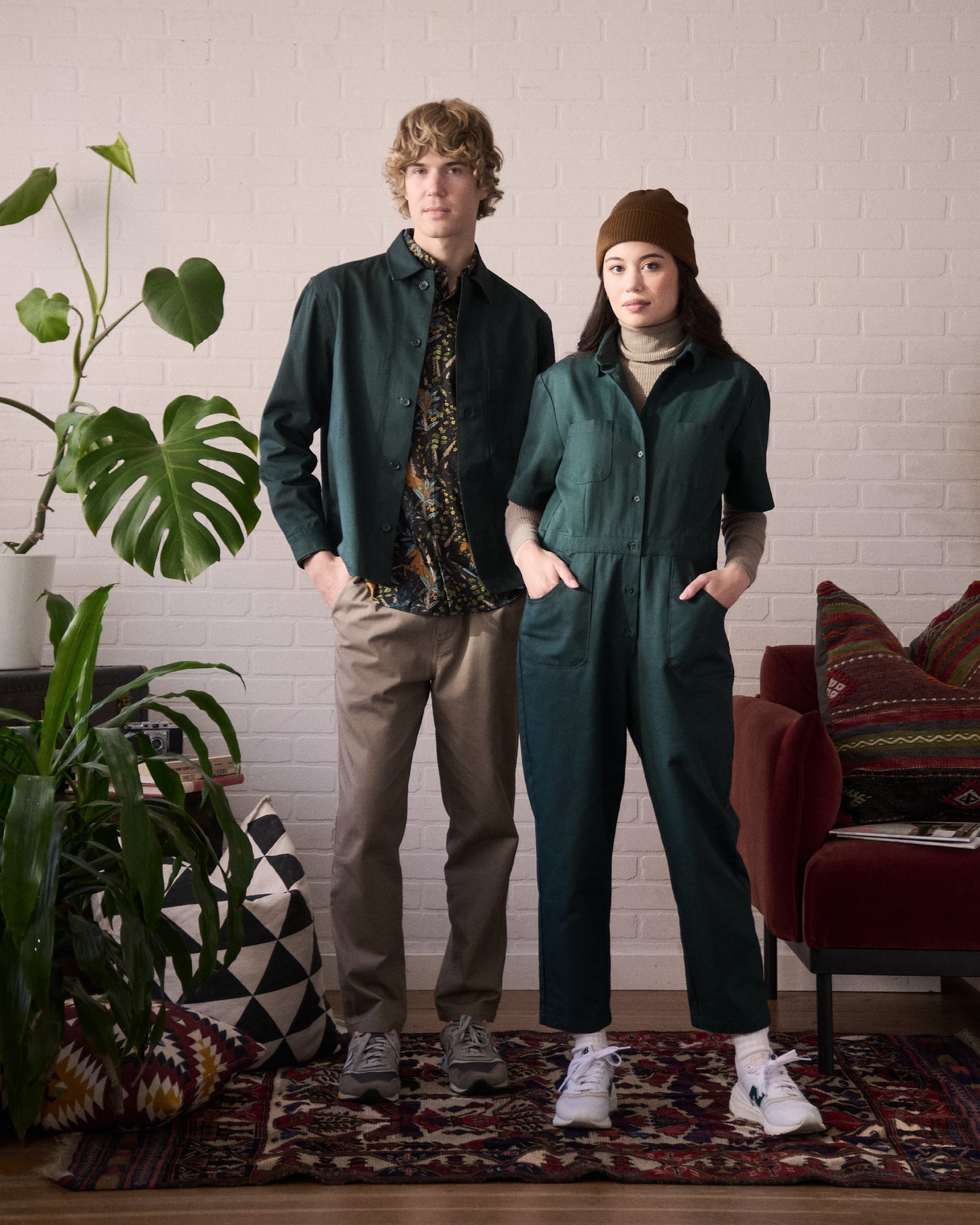 Women's Khaki Green Twill Jumpsuit