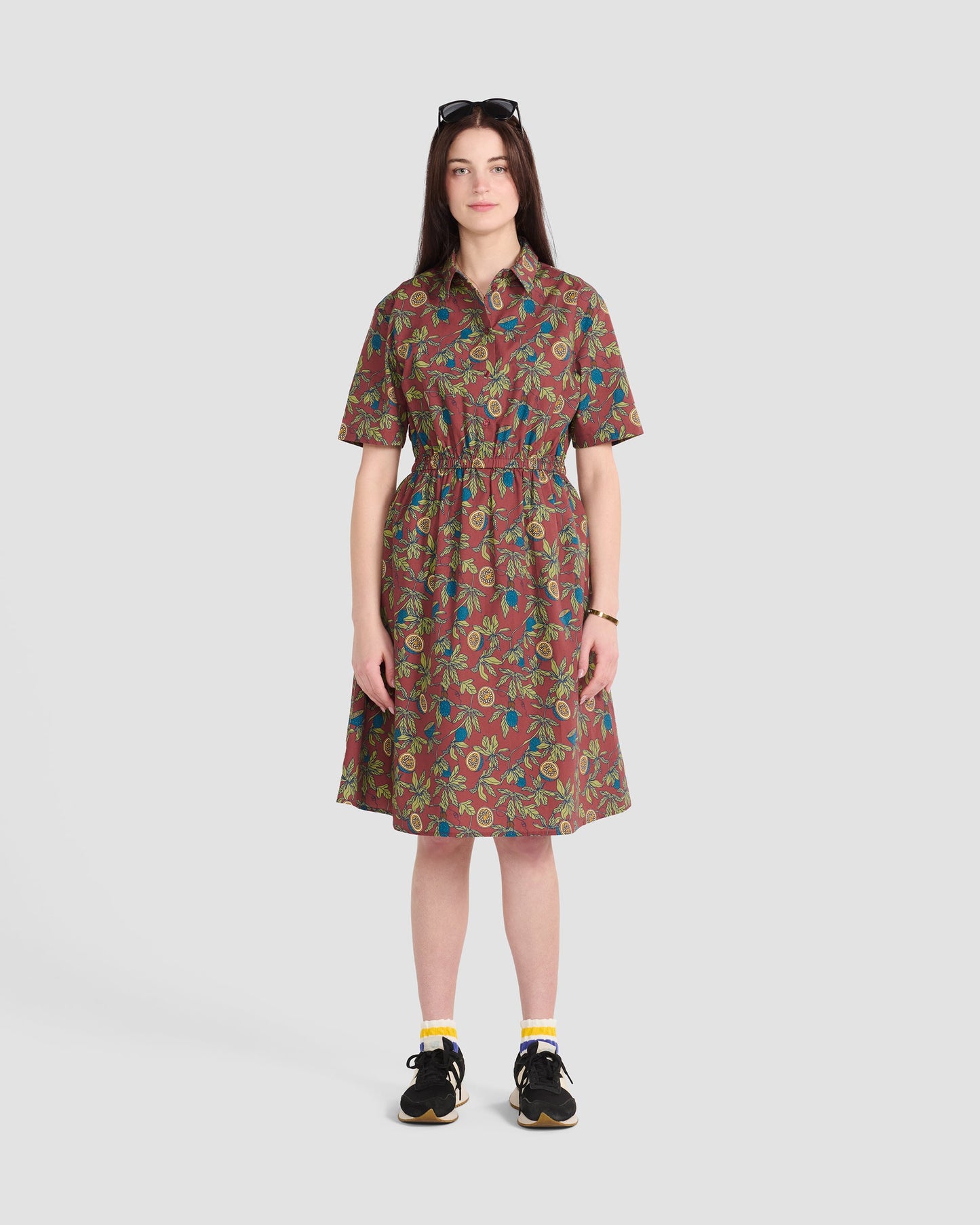 Passion Fruit Terracotta Printed Pocket Shirt Dress