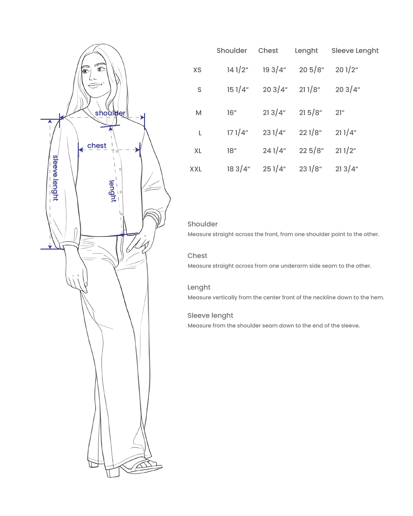 Women's Puff Sleeve Blouse With A Hand-Drawn Big Waves Print