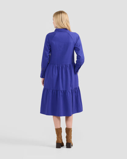 Deep Indigo Twill Flared Pocket Shirt Dress