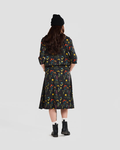 Women's Rainy Field Black Print 3/4-sleeve Pull-over Blouse