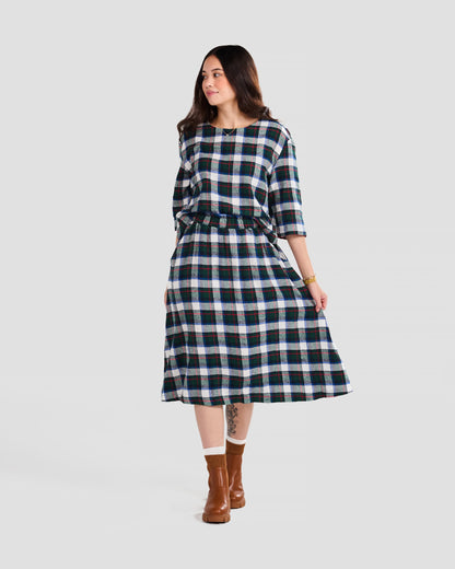 Women's Atlin Flannel Plaid 3/4 Sleeve Pull Over Blouse