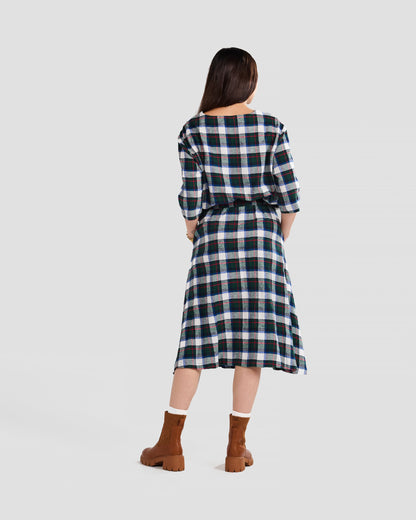 Women's Atlin Flannel Plaid 3/4 Sleeve Pull Over Blouse
