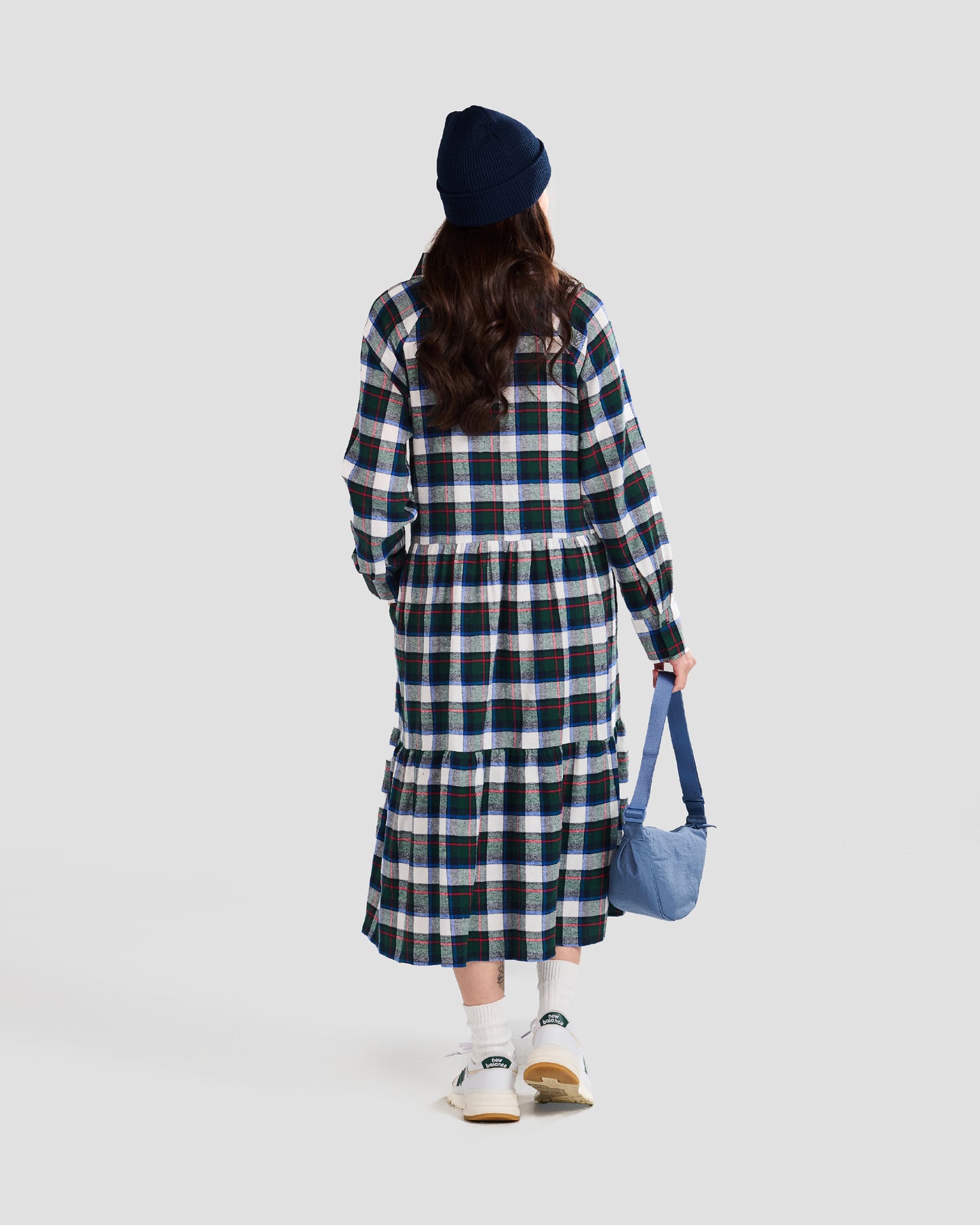 Atlin Flannel Plaid Midweight Flared Pocket Shirt Dress