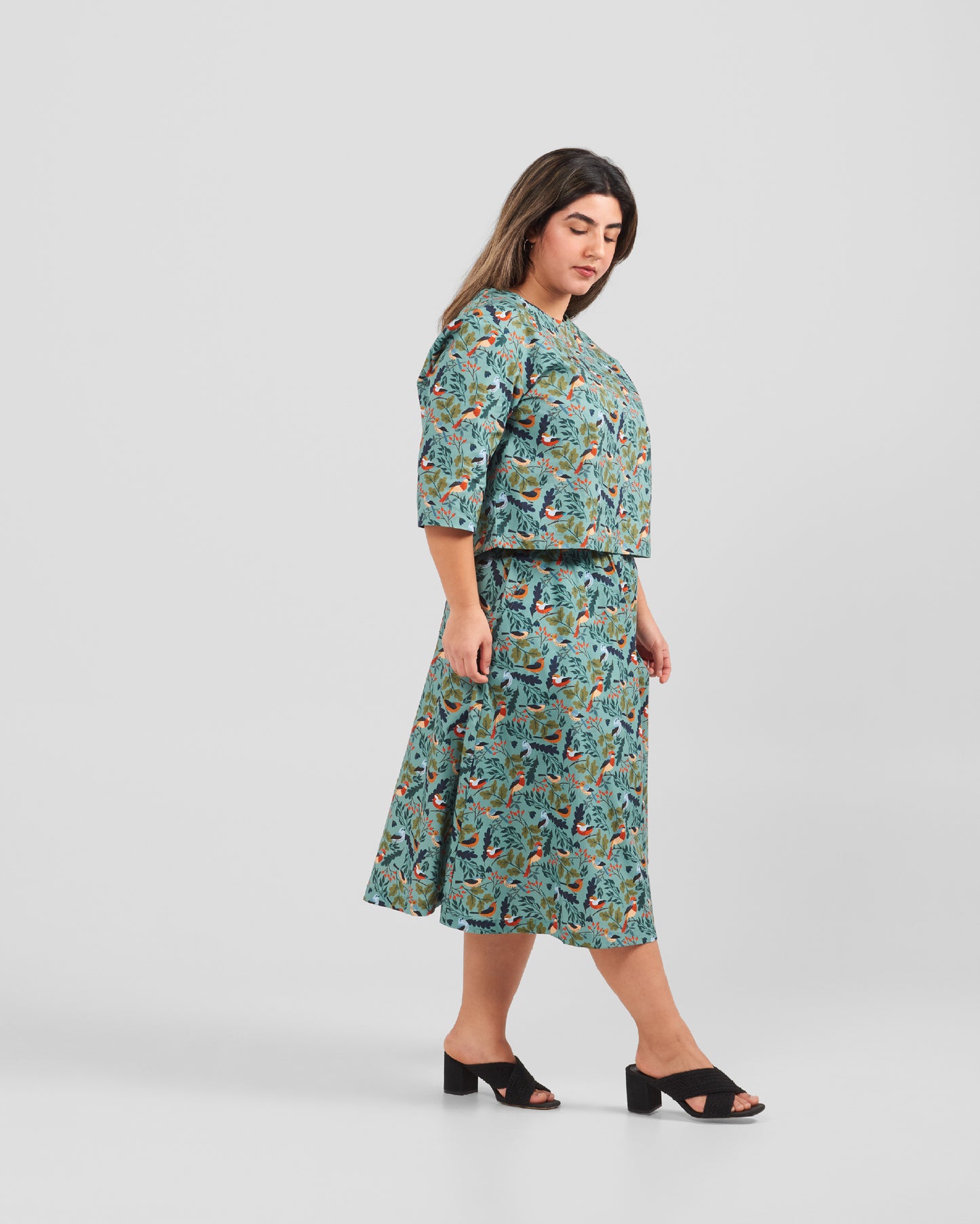 Women's Bird Watching Print 3/4-sleeve Pull-over Blouse