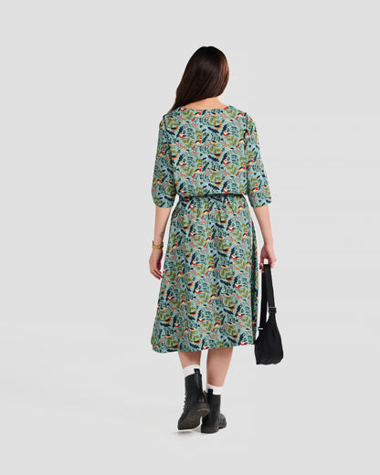 Women's Winter Birds Print 3/4-sleeve Pull-over Blouse