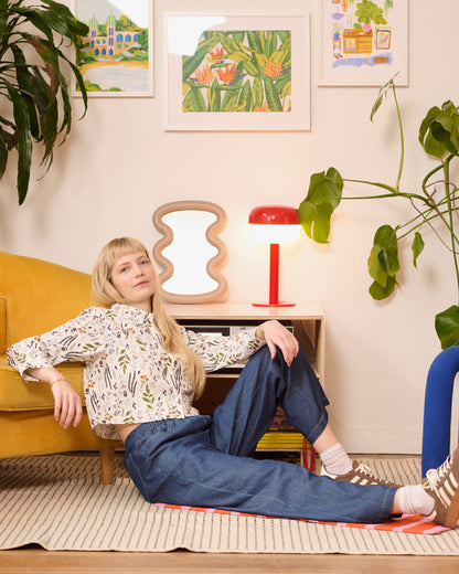 Women's Floral Land Print Cropped Button Down Shirt