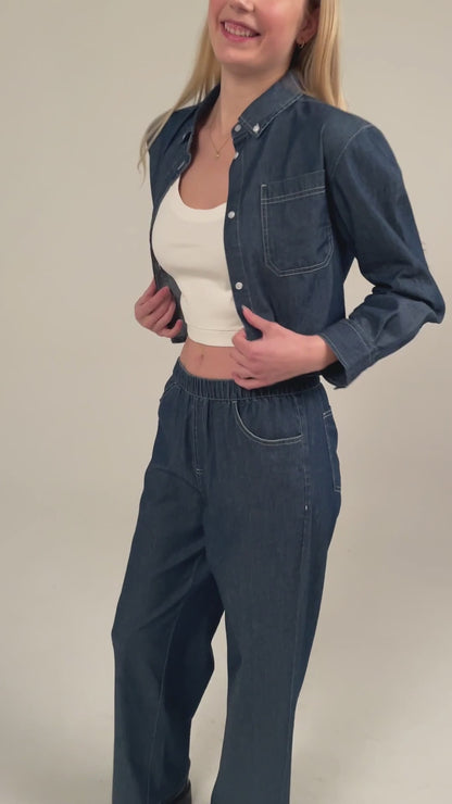 Women's Chambray Denim Women's Pull On Pant