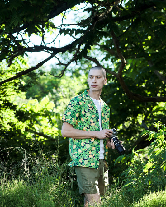 Camisa de campamento con estampado de melones
