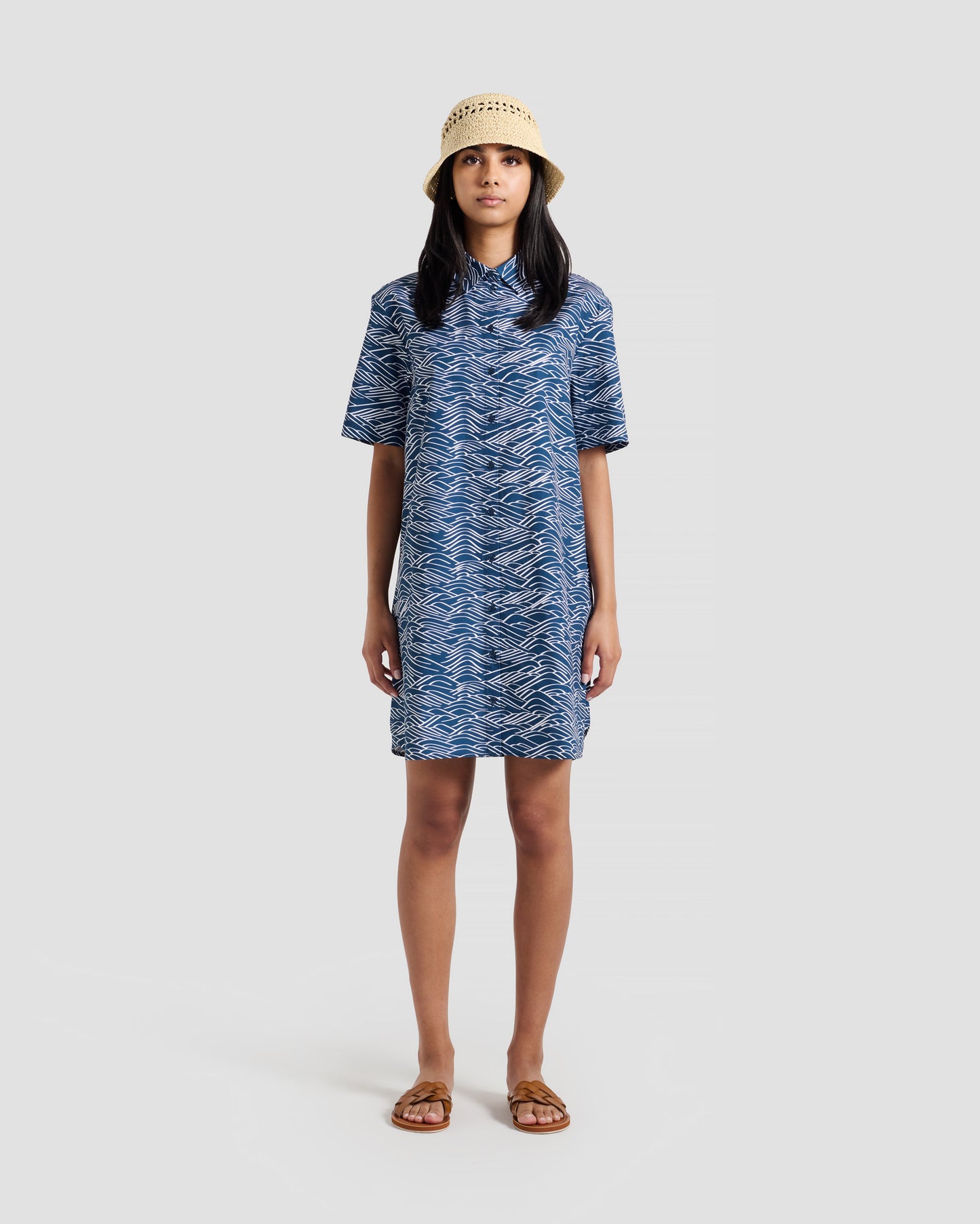 Big Waves Print Shirt Dress