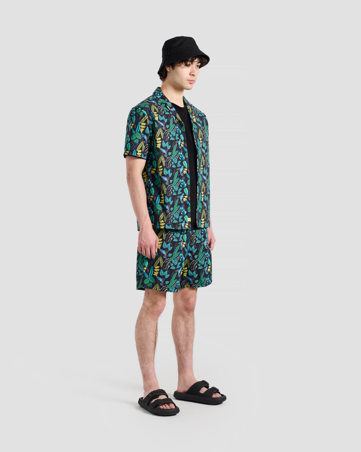 Jungle Iguana Print Camp Shirt