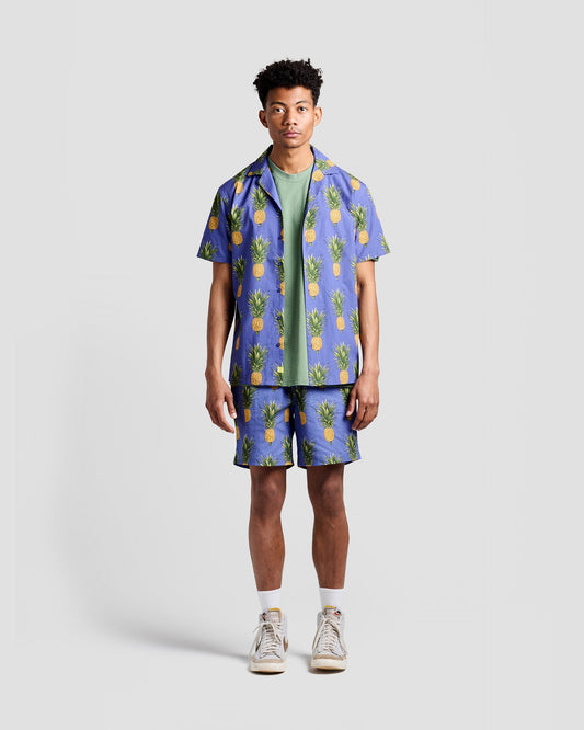 Wild Pineapple Print Camp Shirt