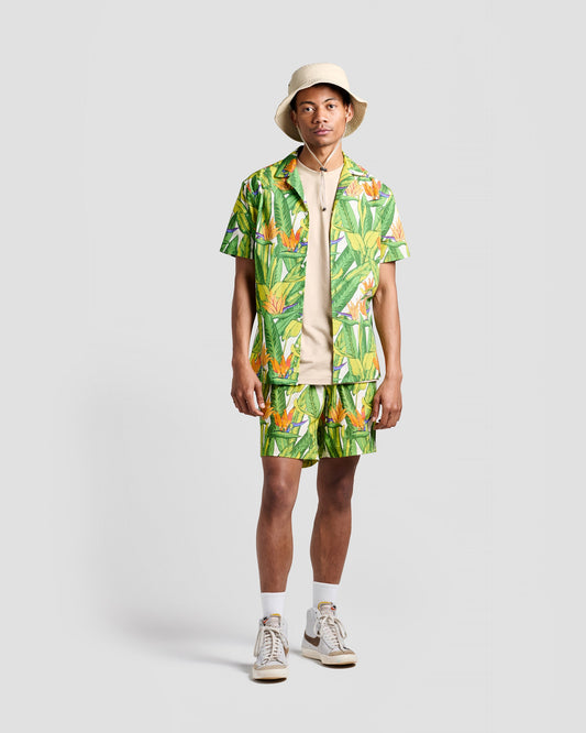 Bird Of Paradise Print Camp Shirt