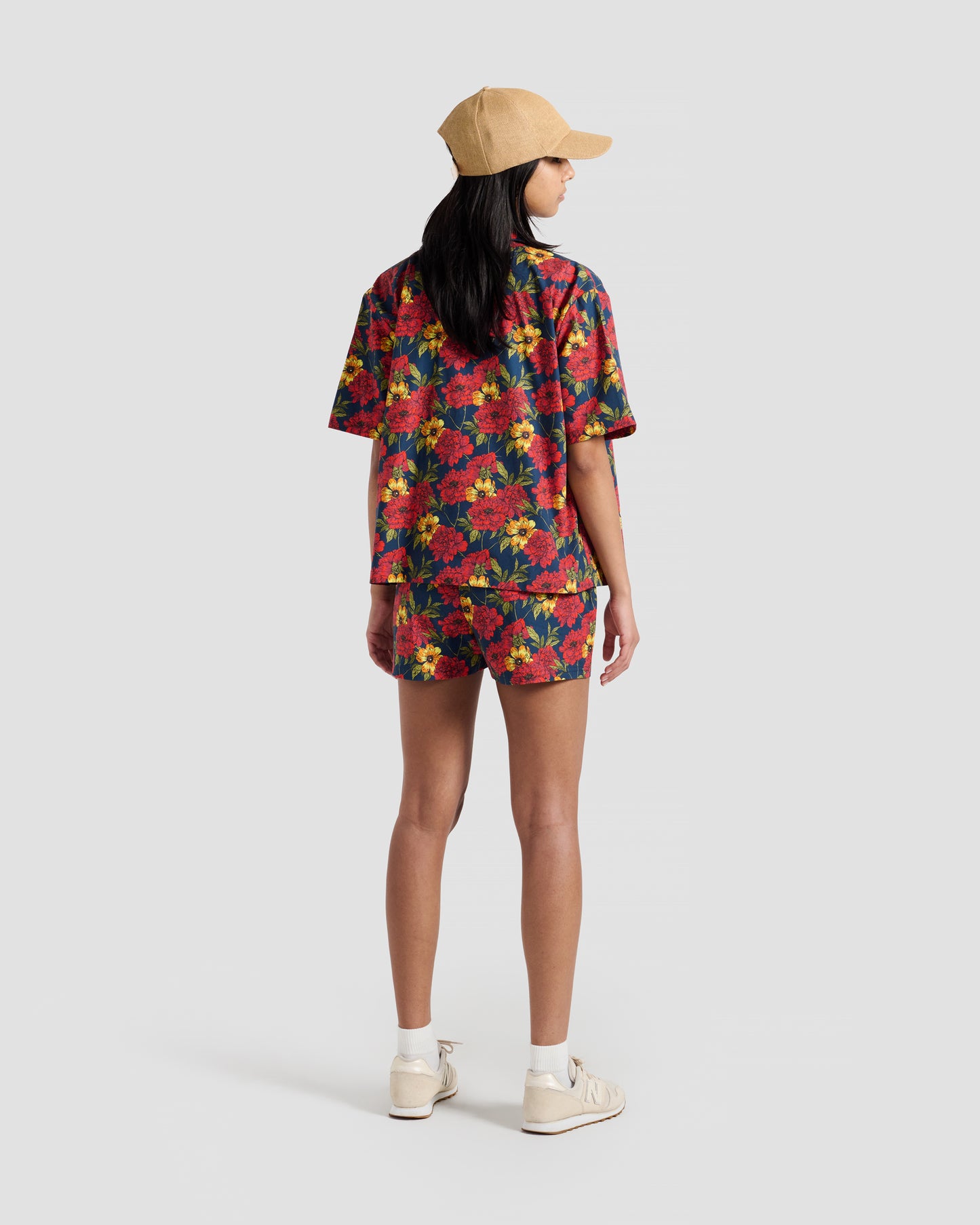 Women's Wild Peonies Print Oversized Camp Shirt