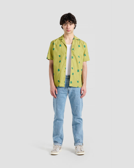 Golden Pineapples Print Camp Shirt