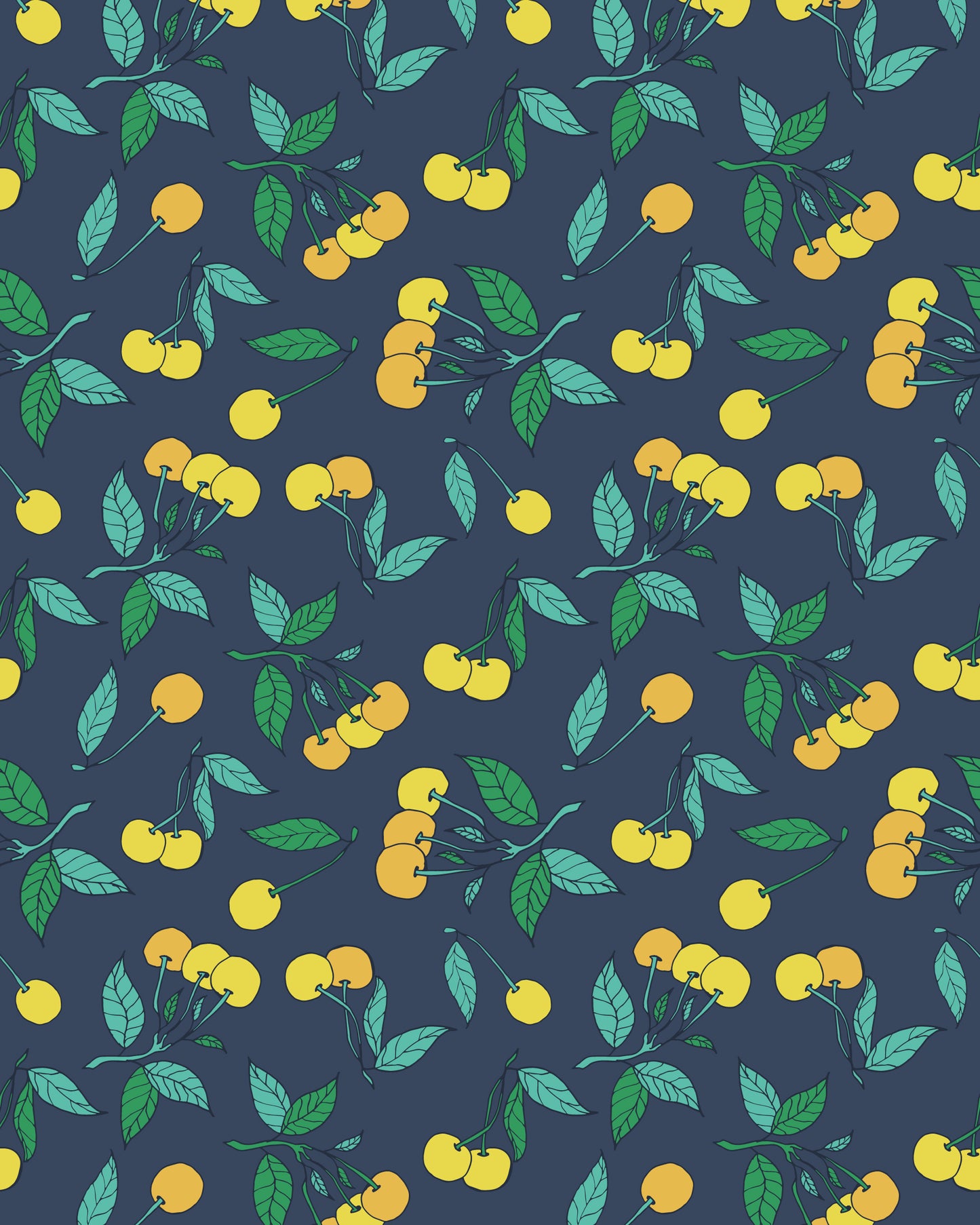 Women's Yellow Cherries Print Shorts