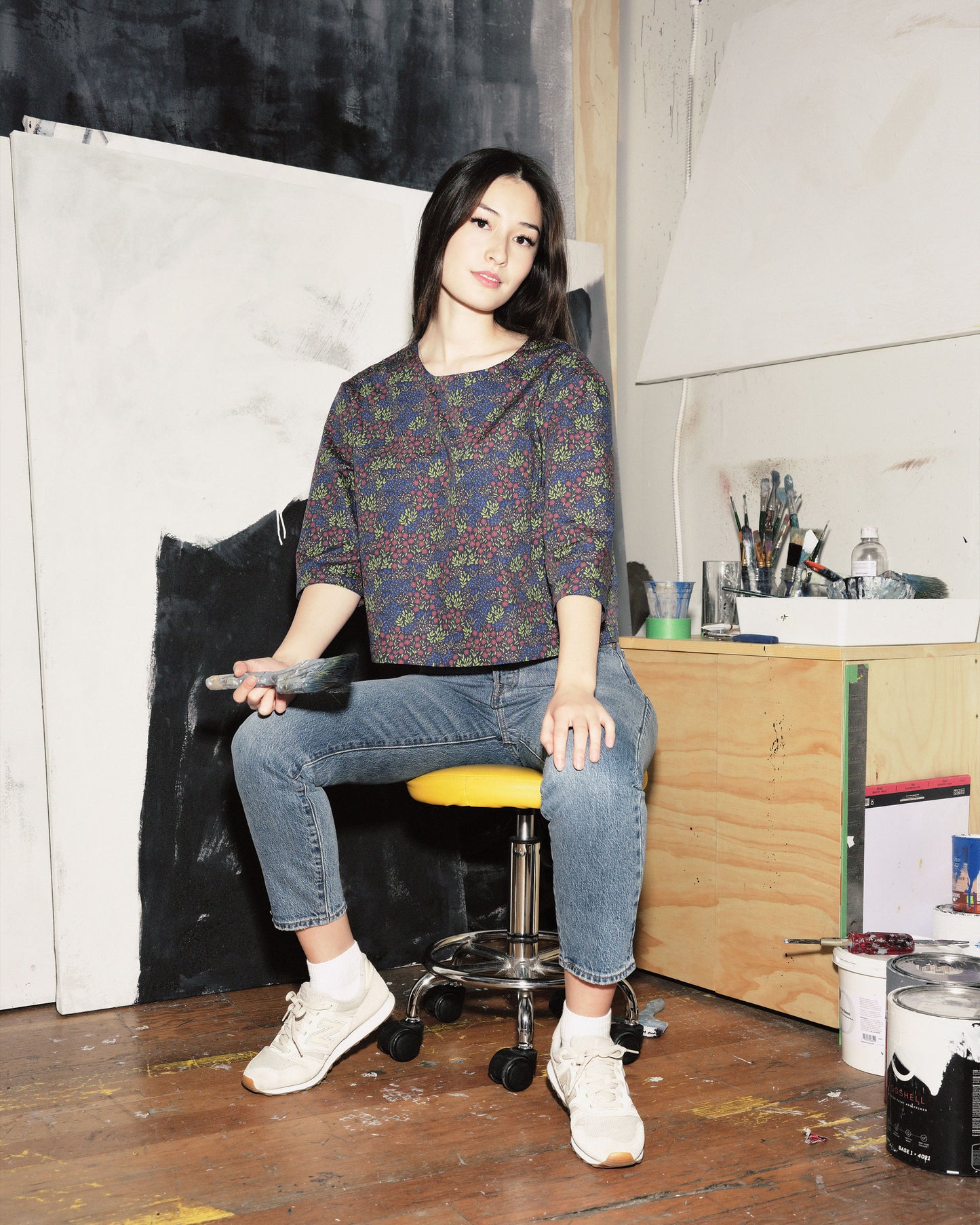 Women's Micro Floral Print 3/4 Sleeve Pull Over Blouse