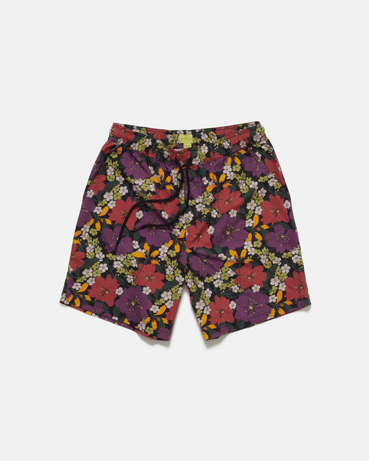 Purple Tropical Floral Print Shorts